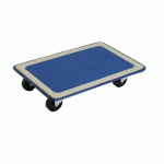 PLATEAU ROULANT ACIER - 750 X 490 MM - TAPIS BLEU - CHARGE 150 KG GUITEL