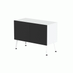 RANGEMENT BAS TENI LARG.80 CM 2 PORTES BLANC/NOIR - MBA