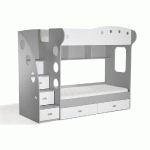 LIT MEZZANINE SUPERPOSÉ COMBI BLANC ET GRIS