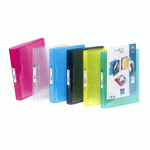 LOT DE 12 - CLASSEUR 2 ANNEAUX PLASTIFIÉ VIQUEL PROPYGLASS PERSONNALISABLE A4 – DOS 3.5 CM COULEURS ASSORTIES TRANSLUCIDES
