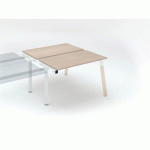 PÔLE 2 BUREAUX CHÊNE CLAIR ECLA L 120 X P 60 CM PIEDS MÉTAL BLANC FINITION BOIS - ÉLÉMENT SUIVANT