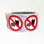 ROULEAU DE PICTOS - INTERDICTION MANGER/BOIRE - 250 EX  - 25 MM