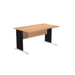 BUREAU DROIT PRONTO TENDANCE - L.140 X P.80 CM - PLATEAU HÊTRE - PIEDS L NOIR