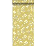 PAPIER PEINT FLEURS AU STYLE SCANDINAVE - 0,53 X 10,05 M DE ESTAHOME JAUNE OCRE