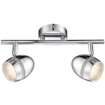 PLAFONNIER, LAMPE DE SALLE À MANGER, LAMPE DE SALON, SPOTS À 2 FLAMMES, MOBILE, MÉTAL CHROMÉ SATINÉ, 2X LED 3W 220LM 3000K, LXLXH 30X8,5X16,2CM