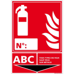 SIGNALETIQUE.BIZ FRANCE - PANNEAU EXTINCTEUR CLASSE ABC INCENDIE (A0234). PANNEAU EXTINCTEUR INCENDIE. AUTOCOLLANT EXTINCTEUR ABC INCENDIE, PVC, ALU