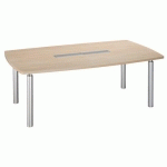 TABLE TONNEAU BELEM L 200 X P 115 CM - 8 PERSONNES CHÊNE CLAIR PIÉTEMENT TUBE MÉTAL ALUMINIUM