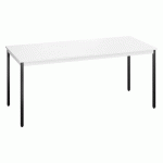 TABLE MULTI-USAGES L 180 X P 80 CM BLANC PIEDS NOIR