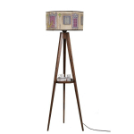 LAMPADAIRE TRÉPIED LUNCTURA 165CM BOIS MARRON ET TISSU MOTIF RUE MULTICOLORE - MULTICOLORE