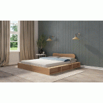 LIT GALION ET TÊTE DE LIT KAUAI  BOIS NATUREL 160X200 CM