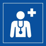 LOT DE 3 - PANNEAU CENTRE MÉDICAL OU MÉDECIN - ISO 7001 - 250 X 250 - BLEU - VINYLE SOUPLE AUTOCOLLANT