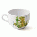 MAXI TASSE 62 CL DIAM 12,4 - 9,1 CM MELAMINE BLANCHE DECOR FEUILLES