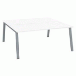 PÔLE DE 2 BUREAUX DROITS BLANC L 180 X P 80 CM PIÉTEMENT MÉTAL ALUMINIUM - ARCH