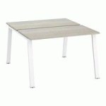 PÔLE DE 2 BUREAUX DROITS CHÊNE GRIS L 120 X P 60 CM PIÉTEMENT MÉTAL BLANC - ARCH
