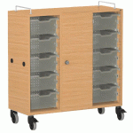 ARMOIRE BASSE SHIFT+ LANDSCAPE MÉLA. 9 CASES - 1 PORTE - HÊTRE - GRIS TERRE - MANUTAN COLLECTIVITÉS