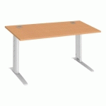 BUREAU DROIT EXCELLENS L 140 CM HÊTRE PIÉTEMENT MÉTAL PLUS BLANC