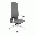 CHAISE DE BUREAU ERGONOMIQUE SMART BLANC, TISSU, AVEC ACCOUDOIRS 3D, MÉCANISME SYNCHRONE, PIEDS BLANCS - GRIS