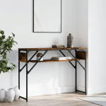 VIDAXL - TABLE CONSOLE AVEC ÉTAGÈRE CHÊNE FUMÉ 105X30X75 CM