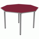 TABLE CARÉLIE OCTO Ø120 T6 STRAT POLY. CERISE GRIS/9006 - MOBIDECOR
