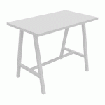 TABLE HAUTE SYNERGY L 140 X P 80 X H 107 CM PIED MÉTAL BLANC PLATEAU BLANC