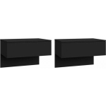 TABLES DE CHEVET MURALES 2 PCS NOIR