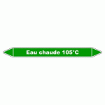LOT DE 3 - MARQUEUR DE TUYAUTERIE - EAU CHAUDE 105°C - NFX 08-105 - VINYLE 355 X 37 MM