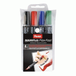 MARQUEUR EFFAÇABLE PENTEL MAXIFLO FLEX POINTE CONIQUE 4,6 MM - POCHETTE 4