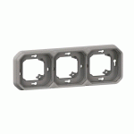 SUPPORT PLAQUE ENCASTRÉ 3 POSTES ÉTANCHE GRIS PLEXO LEGRAND
