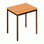 TABLE POLYVALENTE RECTANGLE - L. 70 X P. 60 CM - PLATEAU HETRE - PIEDS BRUNS
