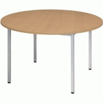 TABLE UNIVERSALIS RONDE Ø100 PLT. CHÊNE PIED 9006 ALUMINIUM