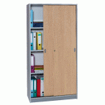 ARMOIRE CORPS ALUMINIUM HAUTEUR 180 CM PORTES COULISSANTES COLORIS HÊTRE - MANUTAN COLLECTIVITÉS