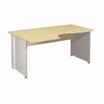 BUREAU COMPACT RETOUR À GAUCHE ACTIVITY 2 - L. 160 X P. 120 CM - PLATEAU HÊTRE - PIEDS PLEINS 'BLANC'