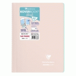 CAHIER RELIURE INTÉGRALE ENVELOPPANTE KOVERBOOK A4 160 PAGES LIGNÉ + MARGE COUVERTURE POLYPROPYLÈNE TRANSPARENT - ROSE POUDRÉ/MENTHE À L'EAU - LOT DE 5