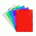LOT DE 5 - CHEMISE À ÉLASTIQUE 3 RABATS PLASTIQUE EXACOMPTA 12 X 16 CM DOS 1,7 CM COULEURS ASSORTIES - FORMAT A6