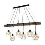 BRITOP SUSPENSION KAROU, À 6 LAMPES, PIN, GRISE