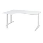 BUREAU COMPACT RETOUR À GAUCHE ACTUAL - L. 160 X P. 120 CM - PLATEAU BLANC - PIEDS L BLANC