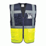 LOT DE 3 - PORTWEST C276 GILET EXECUTIVE PARIS HI-VIS BICOLORE JAUNE/MARINE - TAILLE XS
