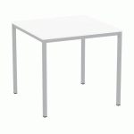 TABLE À MANGER VERSYS AVEC BASE ARGENTÉE RAL 9006 80 X 80 X 743 CM BLANC
