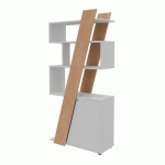 BIBLIOTHÈQUE HELYOS H 190 X L 90 X P 40 CM BANDEAU CHÊNE CLAIR PORTE À DROITE BLANC