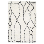 DÉCOWEB - TAPIS MOTIF BERBÈRE À POILS LONGS - ITAHARI - NOIR ET BLANC CASSÉ - 160 X 230 CM