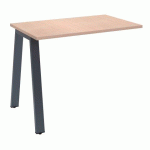 RETOUR DE BUREAU ECLA MANAGER L 100 X P 60 CM CHÊNE CLAIR PIÉTEMENT MÉTAL FINITION ANTHRACITE