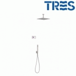 KIT DE DOUCHE THERMOSTATIQUE ÉLECTRONIQUE ET ENCASTRÉ SHOWER TECHNOLOGY ACIER - TRES 09286564AC