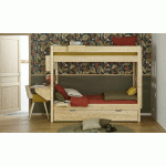 PACK LIT SUPERPOSÉ HAUT ALTO + 2 MATELAS  BOIS NATUREL 90X190 CM/OPT:MATELAS ELBE HD