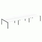 PÔLE 6 BUREAUX DROITS ARKO L 480 X P 168 CM PLATEAUX BLANC PIÈTEMENT MÉTAL ARCHE ANTHRACITE