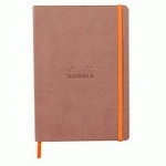 RHODIARAMA CARNET SOUPLE A5 160 PAGES LIGNÉ PAPIER IVOIRE 90G FERMETURE ÉLASTIQUE - BOIS DE ROSE - LOT DE 2