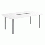 TABLE TONNEAU STRATIFIÉ ANTIBACTÉRIEN BELEM - L 200 CM BLANC PIÈTEMENT ALUMINIUM