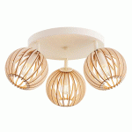 ARGON PLAFONNIER PAZ BLANC LAMELLES BOIS, À 3 LAMPES