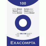 FICHE BRISTOL 105 X 148 MM UNIE BLANCHE NON PERFORÉE EXACOMPTA - BOÎTE DE 100