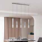 LUCANDE PLAFONNIER LED KORVITHA, À 5 LAMPES, GRIS, VERRE