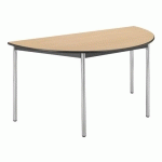 TABLE RÉUNION MULTIFORMES CONFORT HÊTRE/CHROME DEMI ROND PIEDS VÉRINS